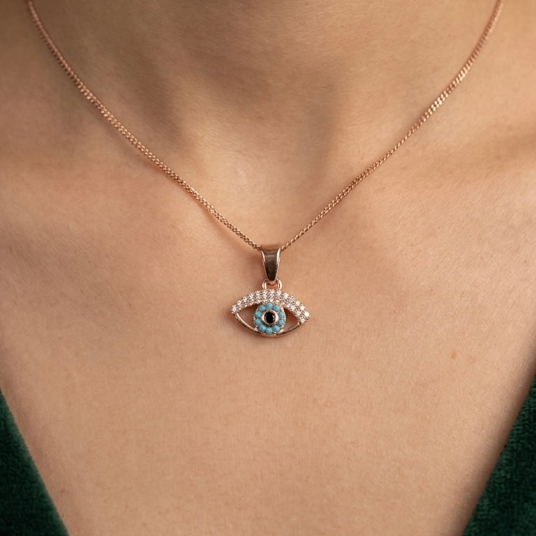 925 Silver CZ Evil Eye Necklace