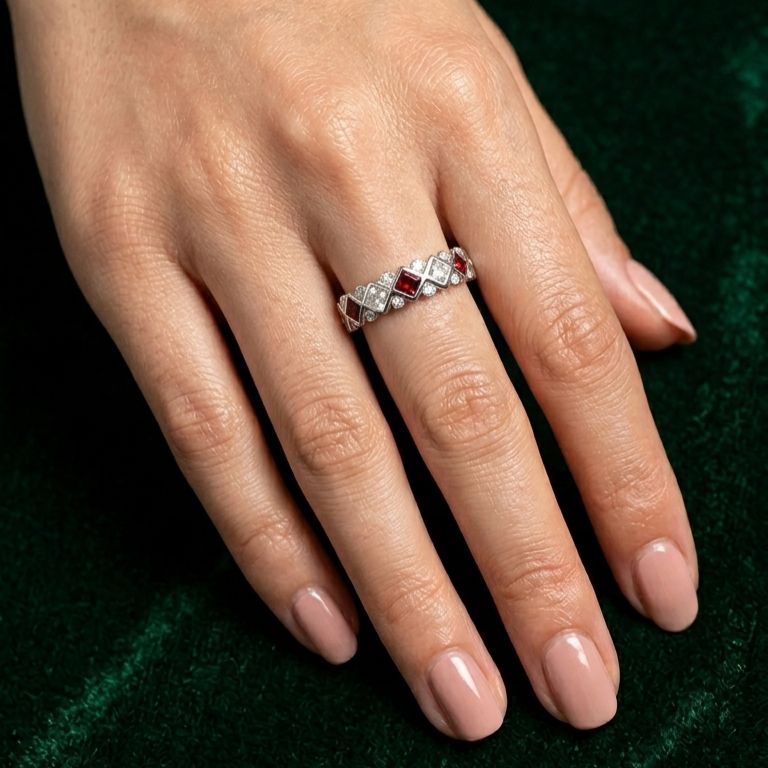 Buy 925 Sterling Silver Jewellery Exclusive Ring With Red Stone for women