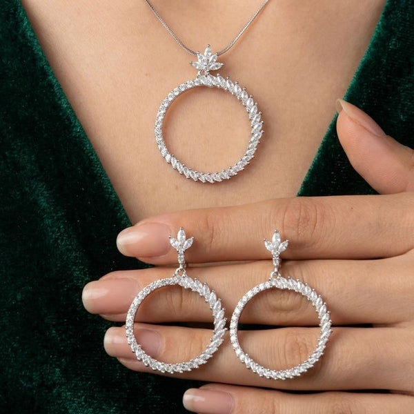 925 Sterling Silver Hoop Pendant with Earring