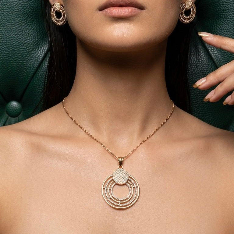 925 Sterling Silver Circle Pendant with Earring