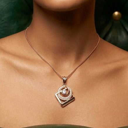 Sterling Silver Hexagon Shape Pendant with Earring