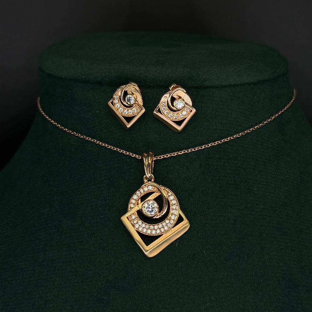 Sterling Silver Hexagon Shape Pendant with Earring