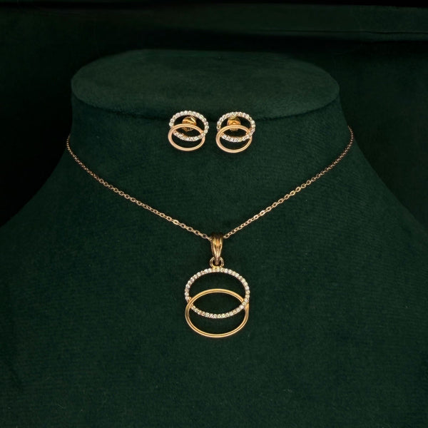 Sterling Silver Interlocking Circle Pendant with Earring