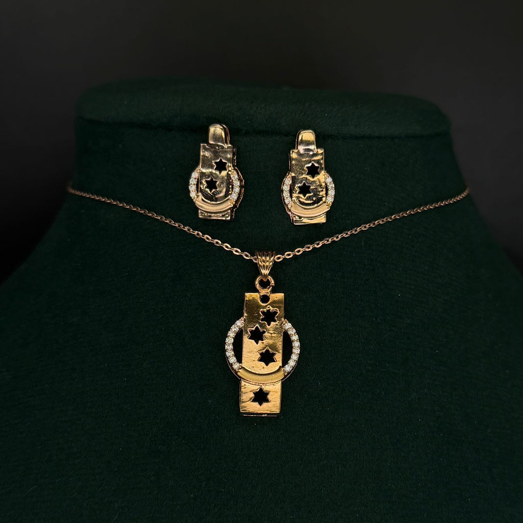 Sterling Silver Half Moon Pendant with Earring