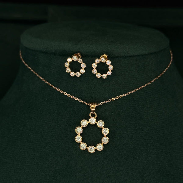 925 Silver Flower Round CZ Stones Pendant with Earring