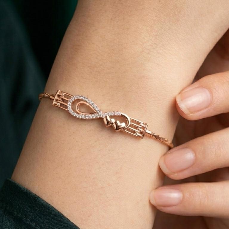 925 Sterling Silver timeless charm infinity Rose gold bracelet