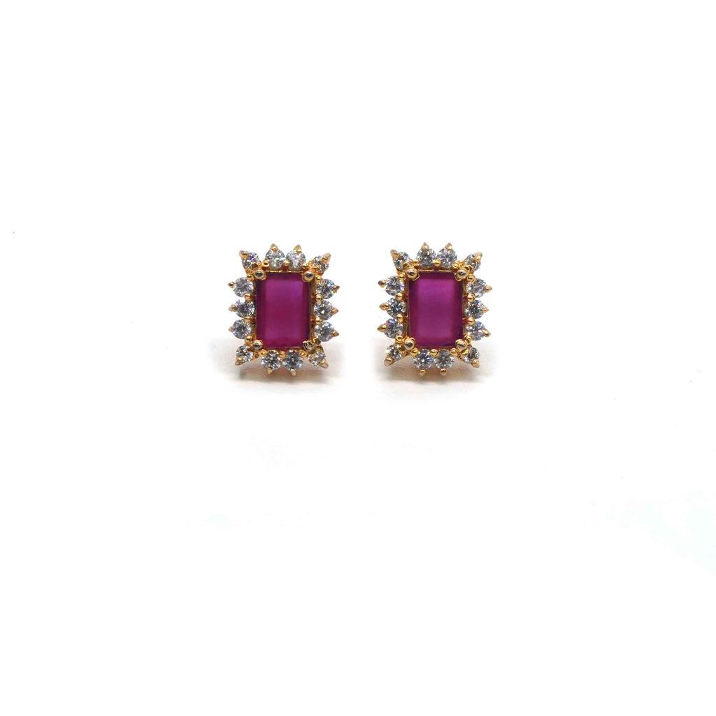 Buy online CZ  Ruby Stude Earring 925 Sterling Silver jewellery for women