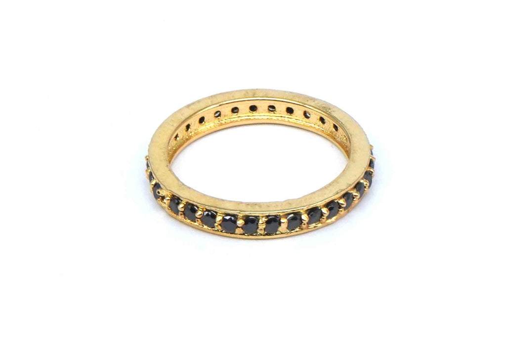 925 Sterling Silver Jewellery Black and Gold Eternity Ring