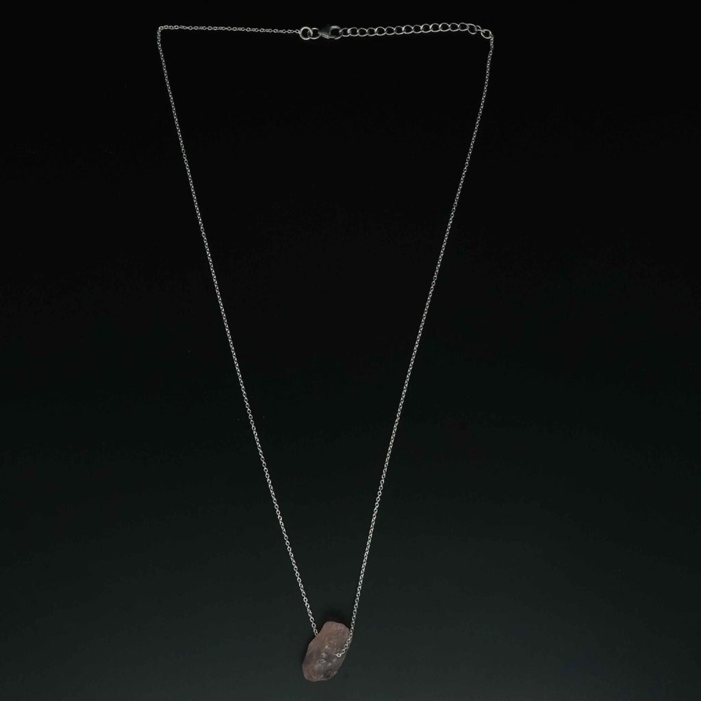 Buy Raw Pink Morganite Stone Pendant with 925 Sterling Silver chain