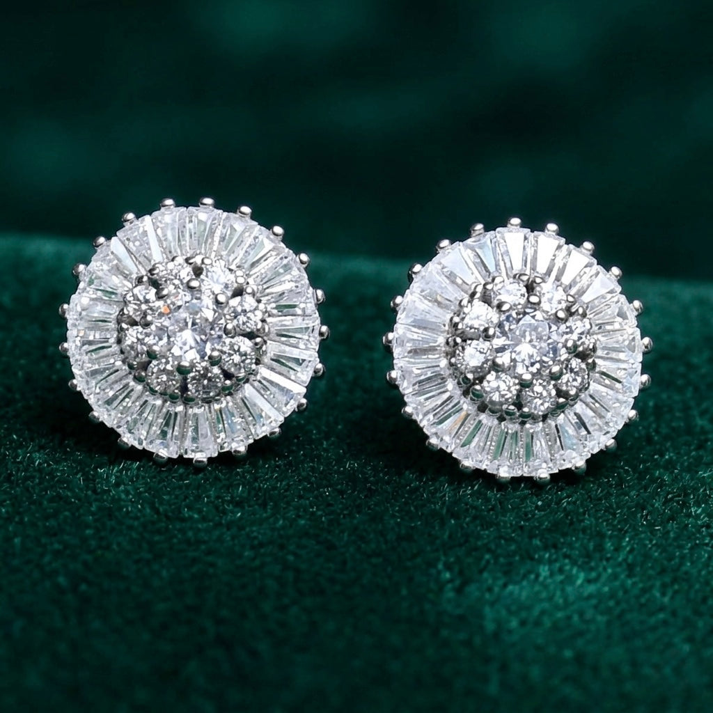 925 Sterling Silver Bugset Flower Shape Tops