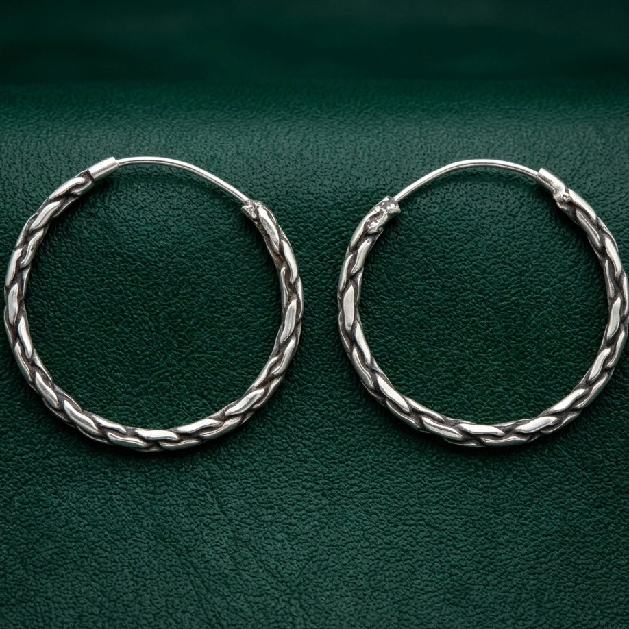 RITI- 925 Sterling Silver Oxidised Hoop Earring
