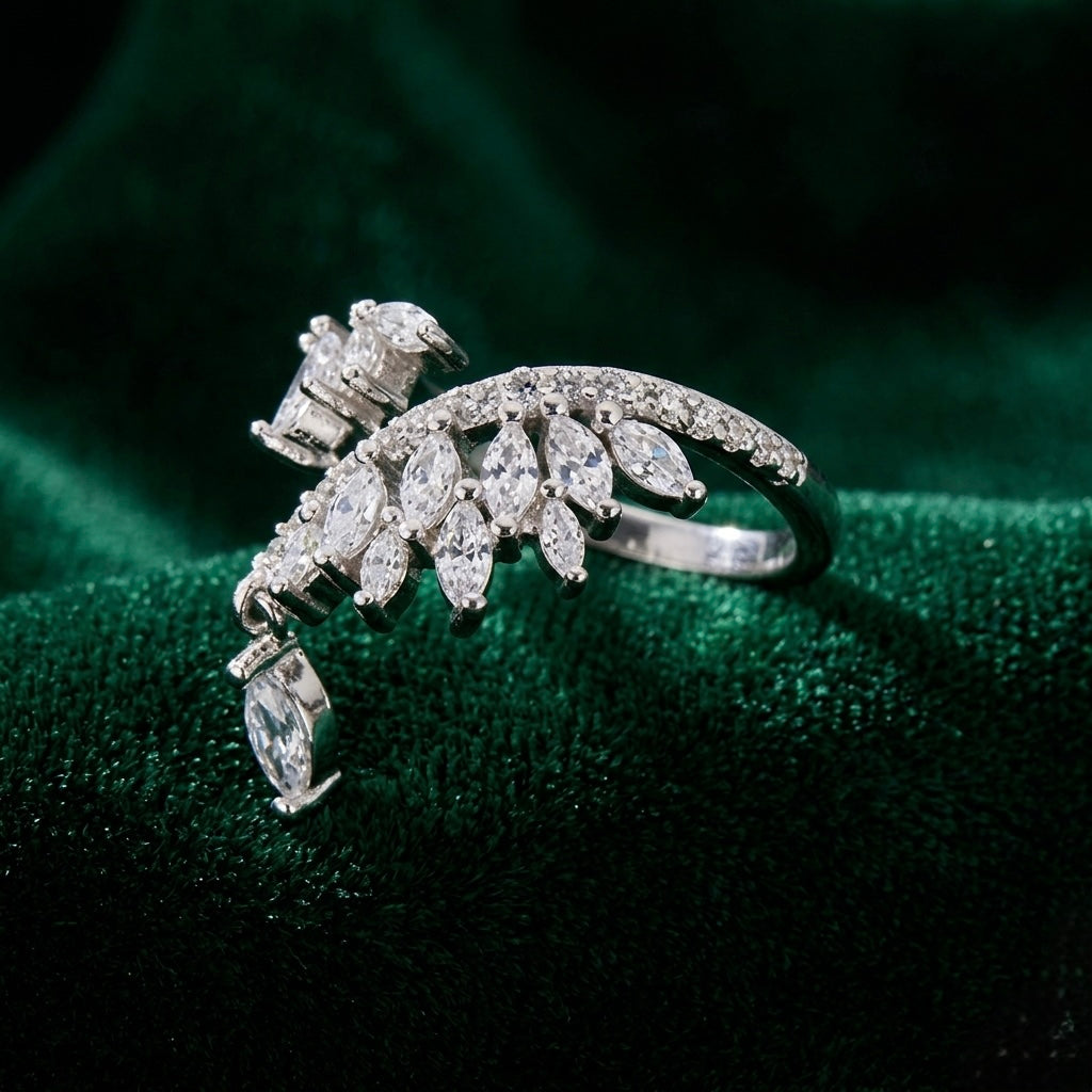 925 Sterling Silver Hanging Stone Ring