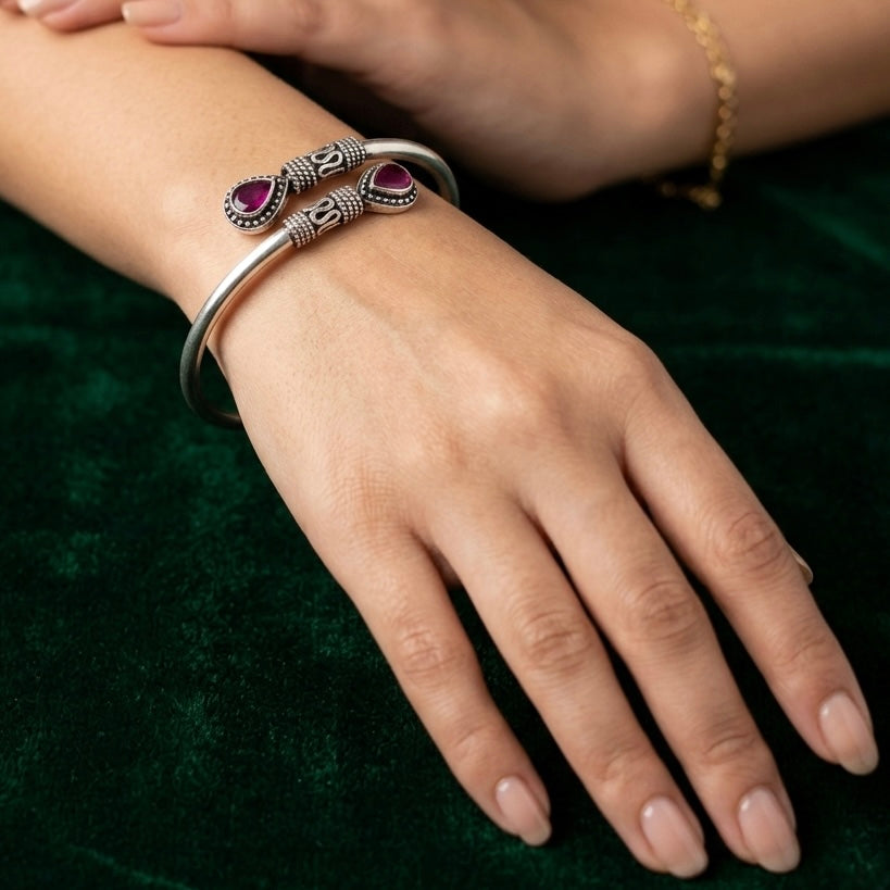 Buy Pink Stone 925 Sterling Silver Bangle
