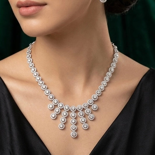 925 Sterling Silver Foldable Necklace With Earring