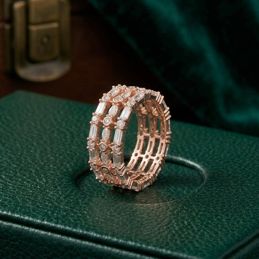 Rose Gold Round 925 Sterling Silver Ring