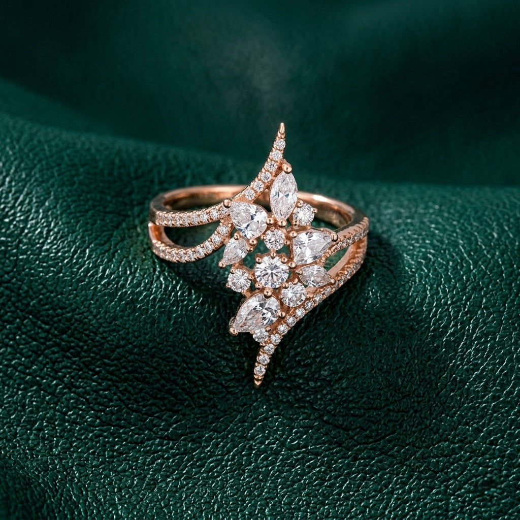 925 Sterling Silver Rose Gold Pointer Ring