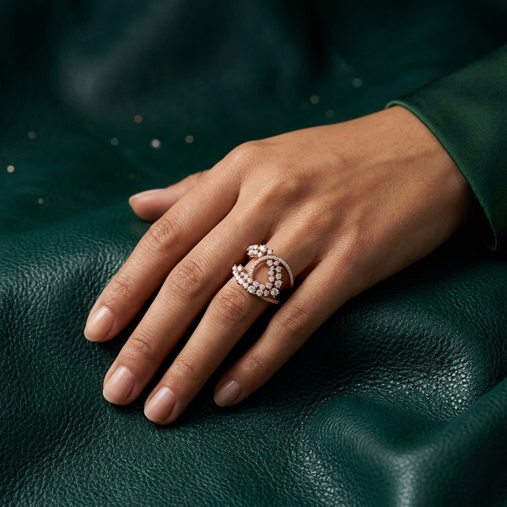 925 Sterling Silver Rose Gold Channel Ring
