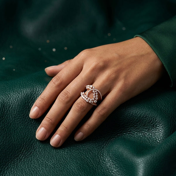 925 Sterling Silver Rose Gold Channel Ring