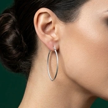 Oval Shaped Hoop 925 Sterling Silver Earring