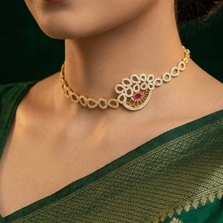Ruby Pear Necklace With 925 Sterling Silver Earrings