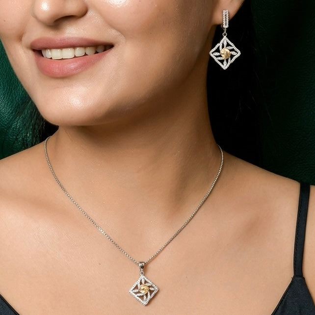 Aqua Pearl Pendant With Earring