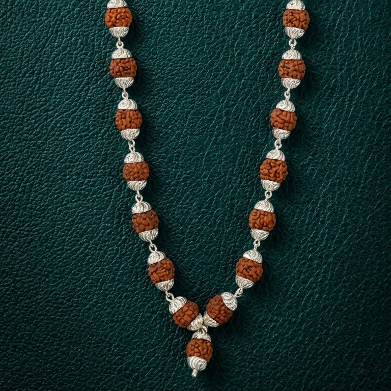 925 Sterling Silver Rudraksha Mala