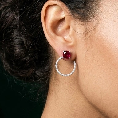 925 Silver CZ Hoop Earrings