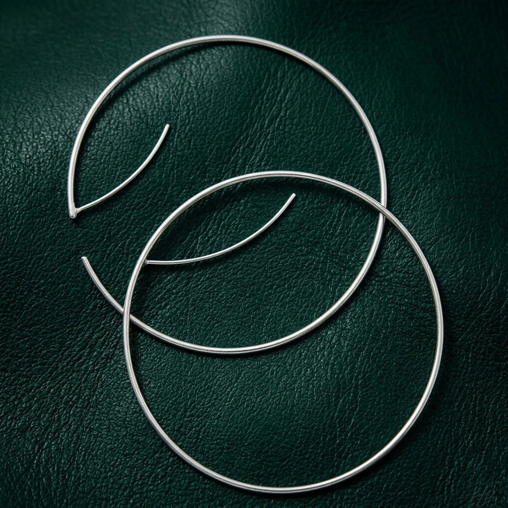 925 Sterling Silver Large Hoop Earring