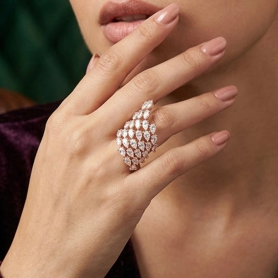 925 Sterling Silver Rose Gold Cocktail Ring