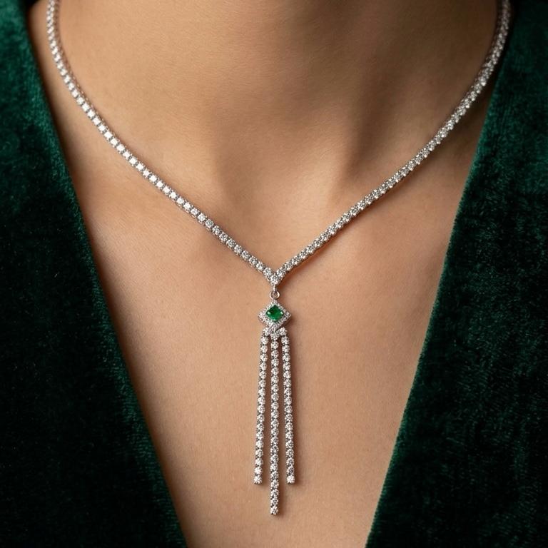 925 Sterling Silver Hanging Solitaire Chain Pendant