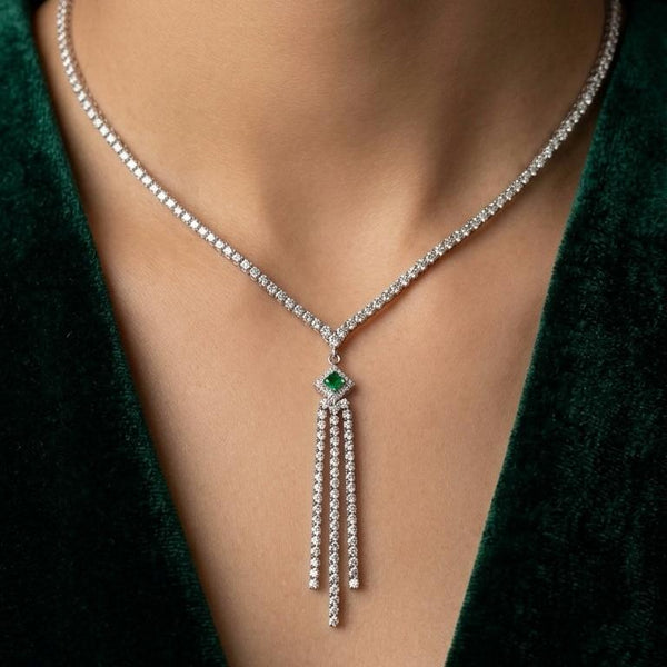 925 Sterling Silver Hanging Solitaire Chain Pendant