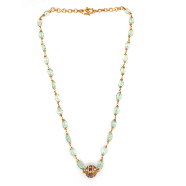 Buy Fluorite Kundan Necklace 925 Sterling Silver jewellery