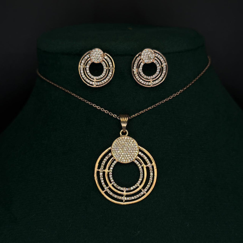 Sterling Silver Circle Pendant with Earring
