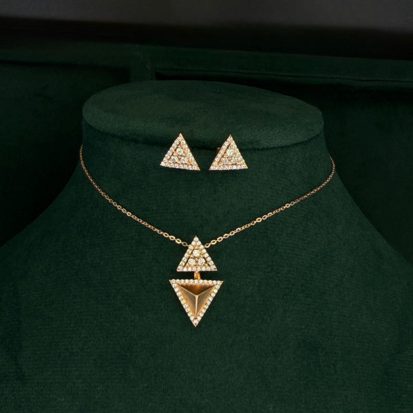 Sterling Silver Triangle Shape Pendant with Earring