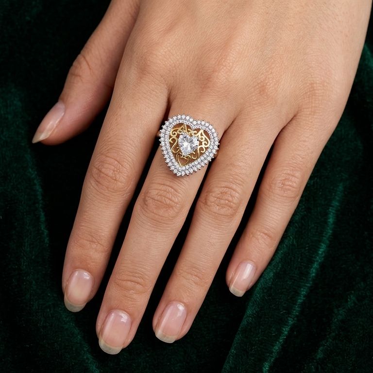 Buy Heart Shaped Corutai Ring 925 Sterling Silver jewellery