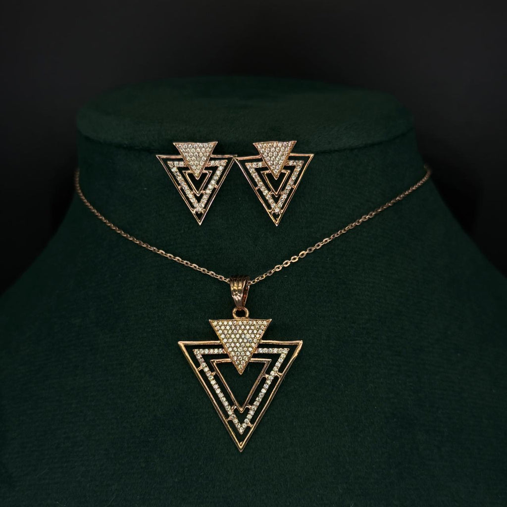 Sterling Silver Western Triangle Shape Pendant with Earring