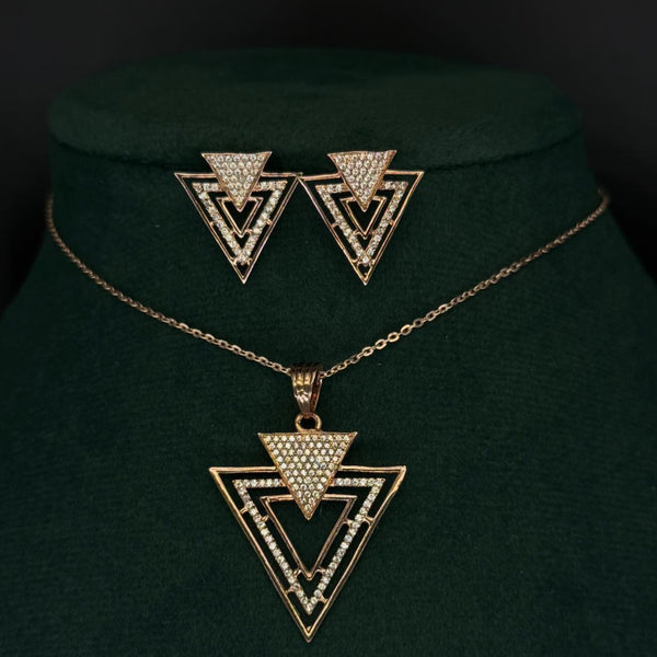 Sterling Silver Western Triangle Shape Pendant with Earring