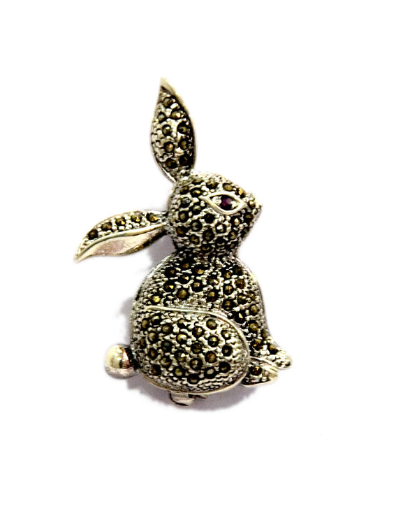 RITI- Oxidised Sterling Silver Solid Rabbit Brooch - Auriann