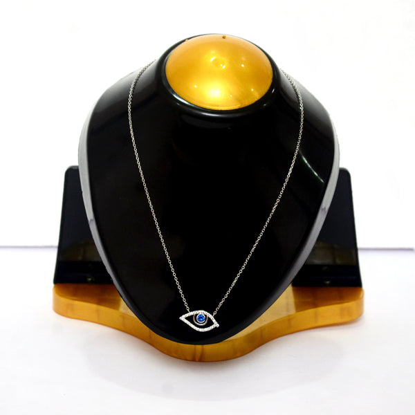 Sterling Silver Evil Eye Shape Pendant With Chain - Auriann