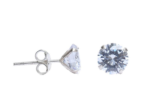 Sterling Silver CZ Round Stud Earring - Auriann