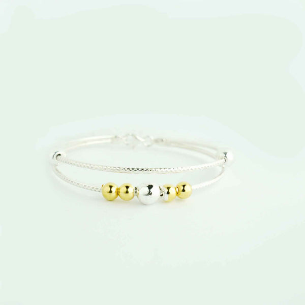 Buy 925 Sterling Silver Jewellery Golden Beaded Bracelet