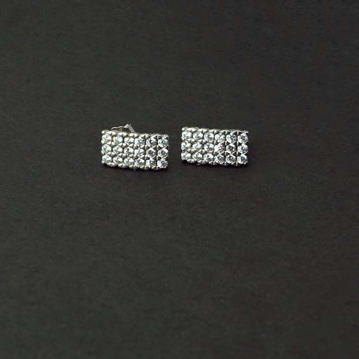 Buy Rectangular Solitare 925 Sterling Silver Earrings