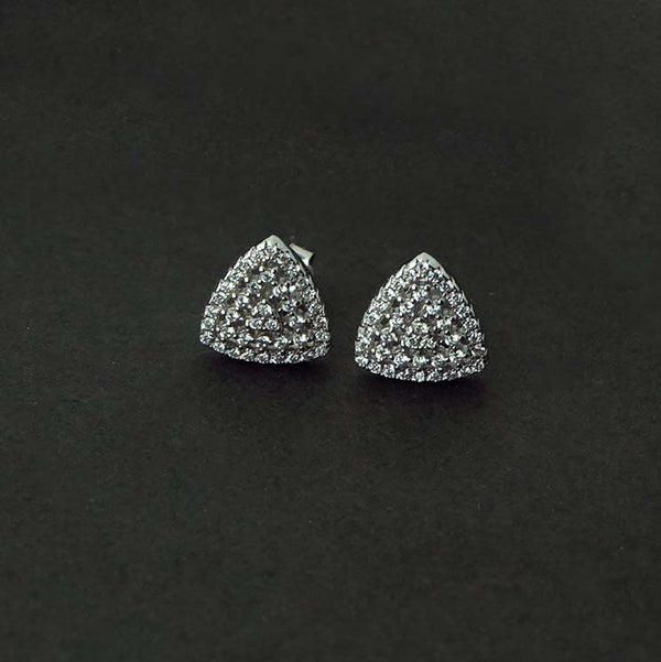 Buy Triangular 925 Sterling Silver Studded Stud