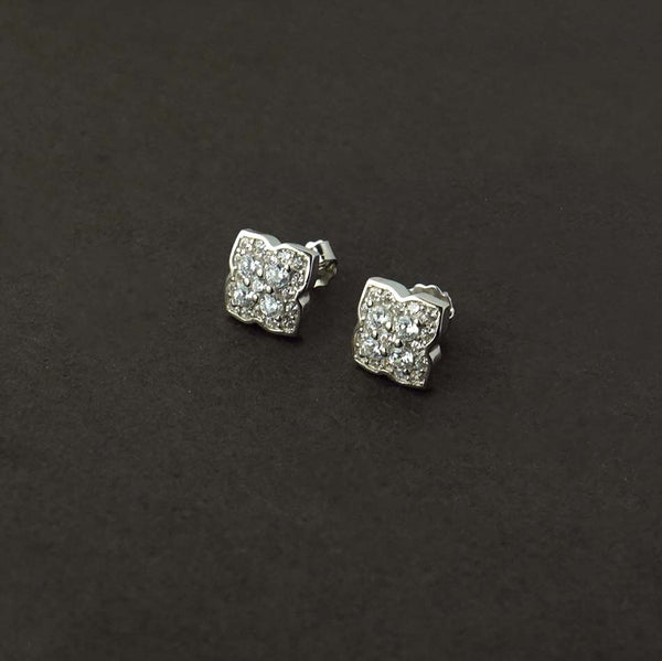 Buy Flower Solitaire Studs 925 Sterling Silver jewellery