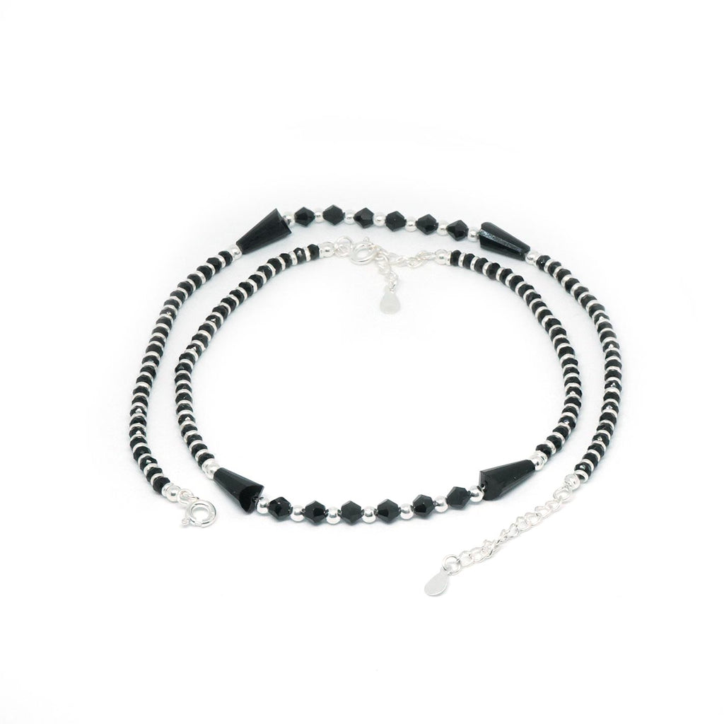 Buy Oxidised 925 Sterling Silver Beads Nazariya Anklet