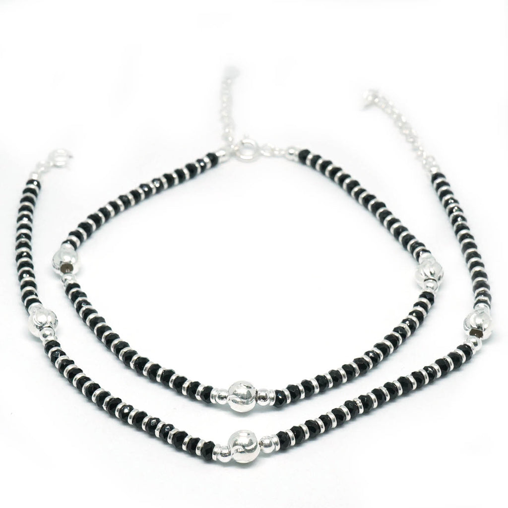 925 Sterling Silver Adjustable Bead Nazariya Anklet