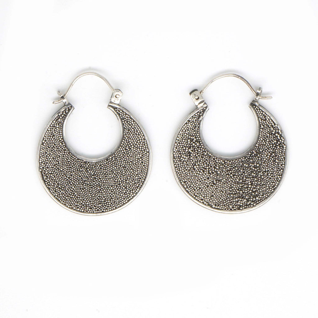 Buy Oxidised Matte Hoop 925 Sterling Silver Earring