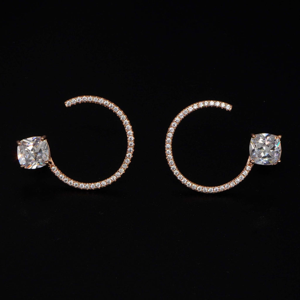 Buy Antique Cubic  Zirconia Hoop Stud 925 Sterling Silver Jewellery for women