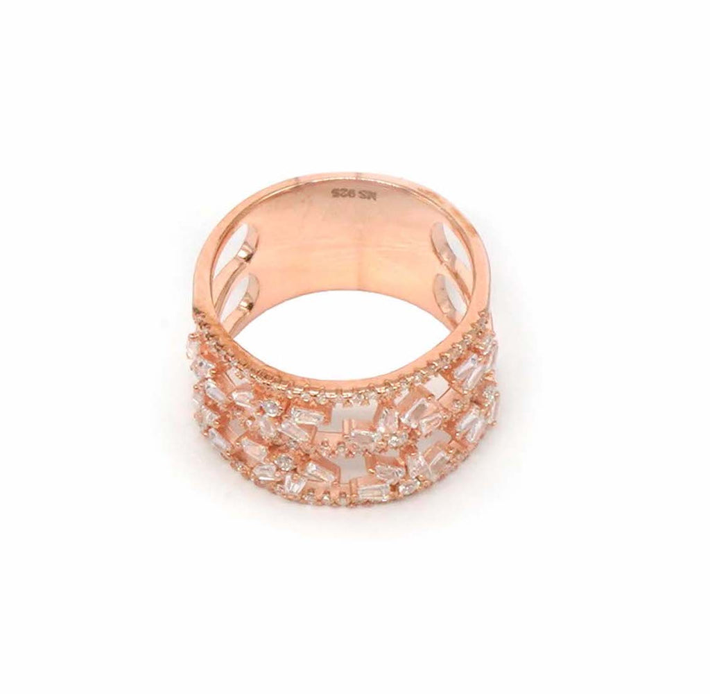 925 Sterling Silver Rose Gold Round Ring