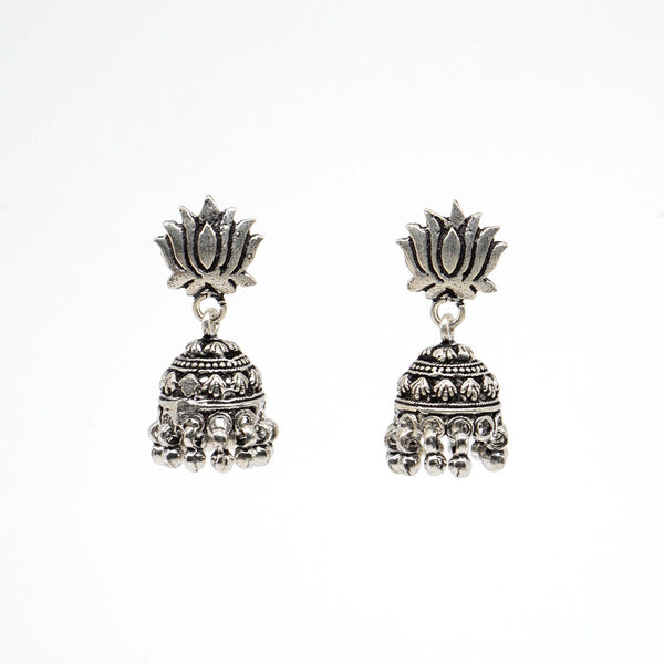 Buy 925 Sterling Silver Jewellery Lotus Jhumka Earring